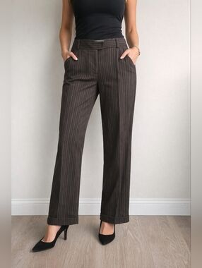 Max Studio Dress Pants Brown Stripe Women's Size 6 Business Casual